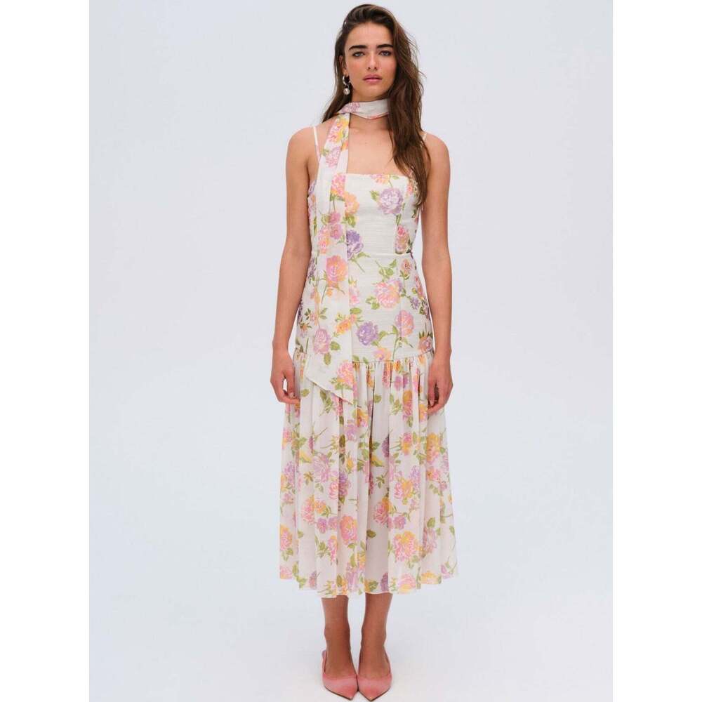 For Love & Lemons Cleodora Midi Dress S / White